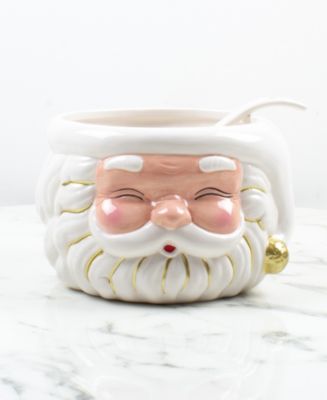 8 Oak Lane Santa Ceramic Punch Bowl - Macy's