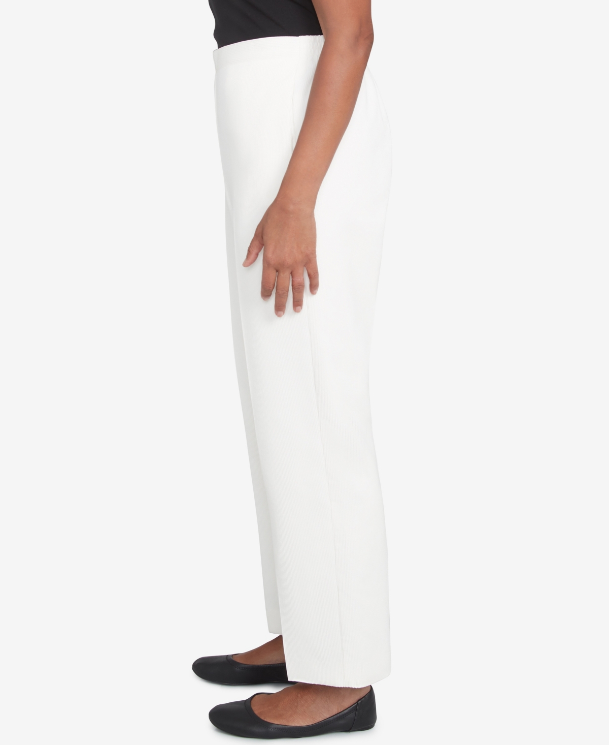 Alfred Dunner Petite Copenhagen Corduroy Average Length Pants In Winter White