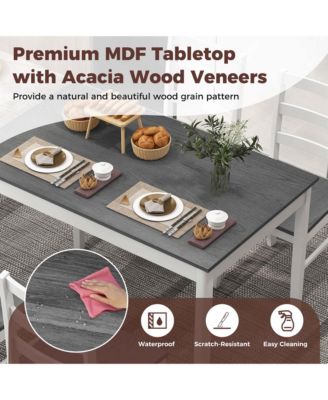 5-Piece Dining Set Solid Wood Kitchen Furniture with Rectangular Table & 4 Chairs
