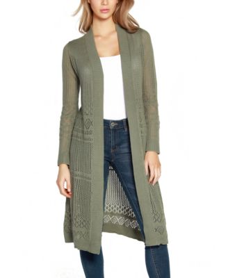 Pointelle-Stitch Duster Cardigan Sweater