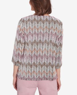 Women's Telluride Chenille Zig Zag Split Neck Top