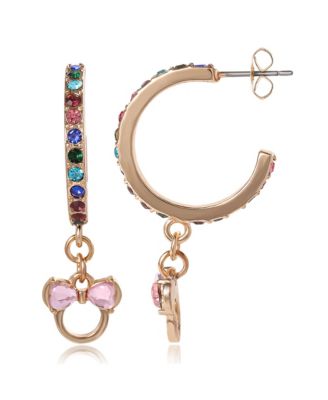 Minnie Mouse Charm Dangle Hoop Earrings