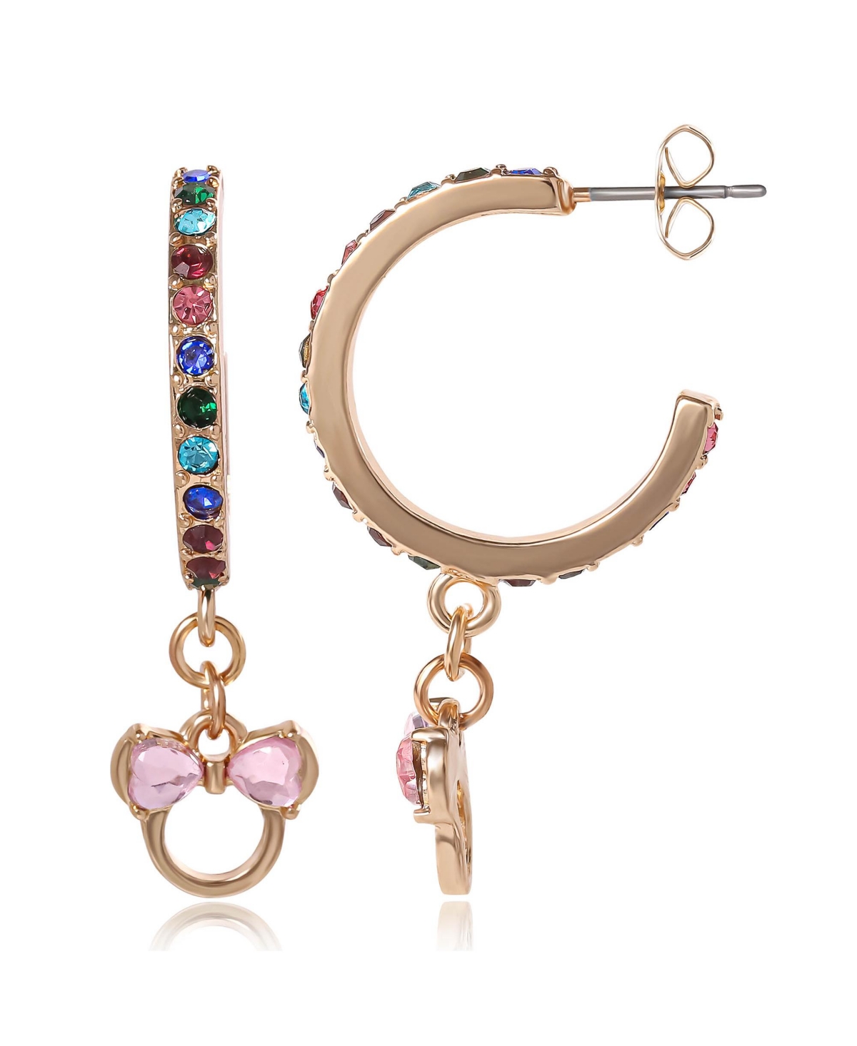 Disney Minnie Mouse Charm Dangle Hoop Earrings - pink