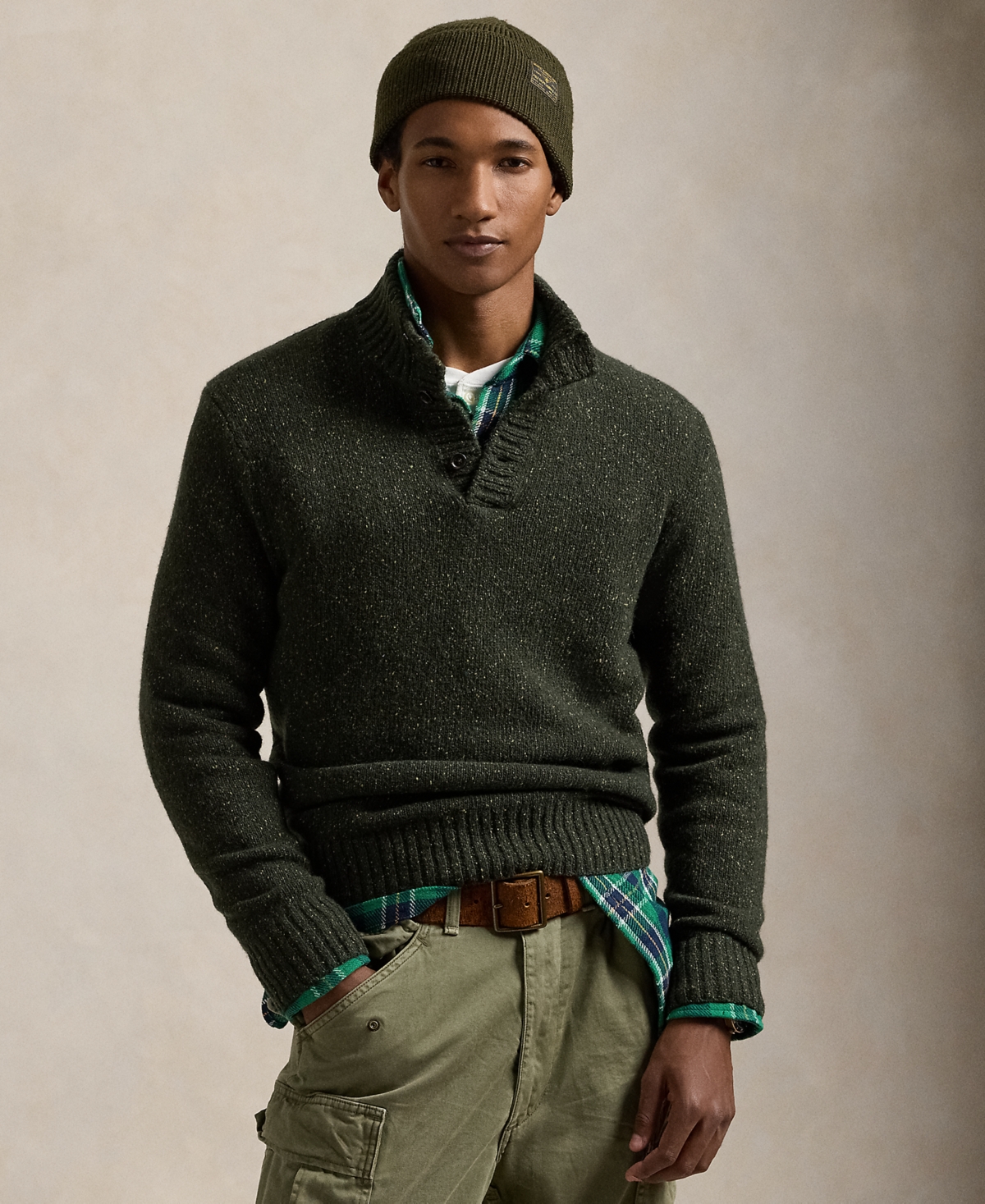 Polo Ralph Lauren Men's Speckled Wool-Blend Mockneck Sweater