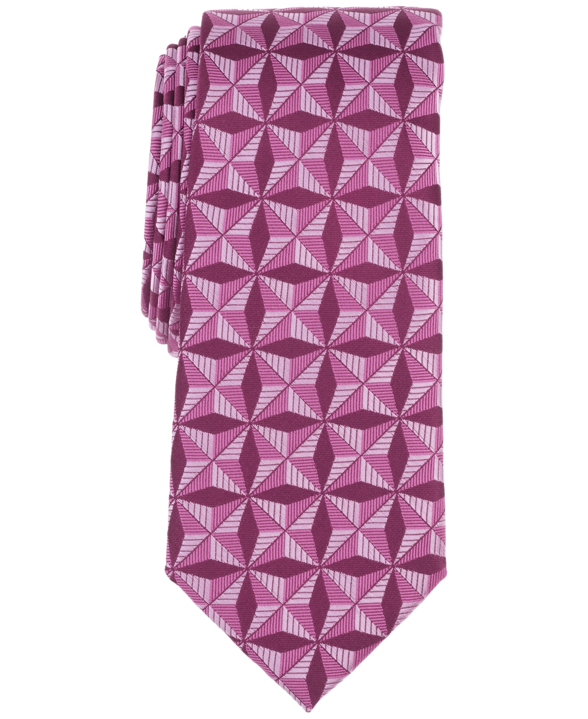 Men's Kinney Geo-Pattern Tie, Created for Macy's - Berry