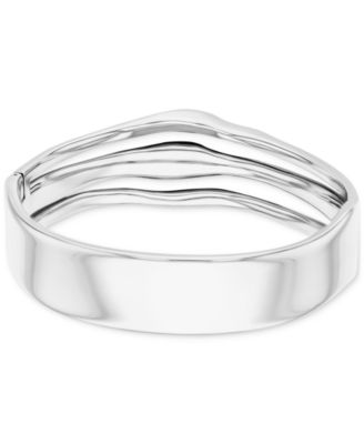 Stainless Steel Wavy Triple-Row Bangle Bracelet