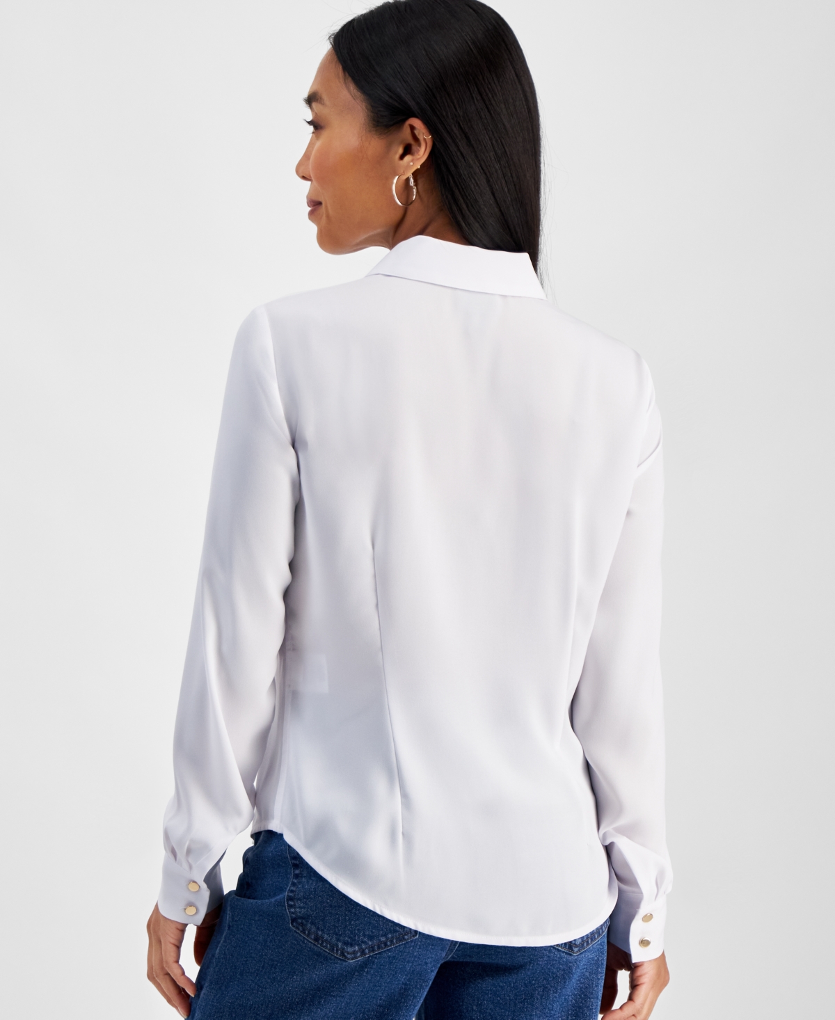 Inc International Concepts Women's Collared Button-down Blouse, Created For Macy's In Bright White