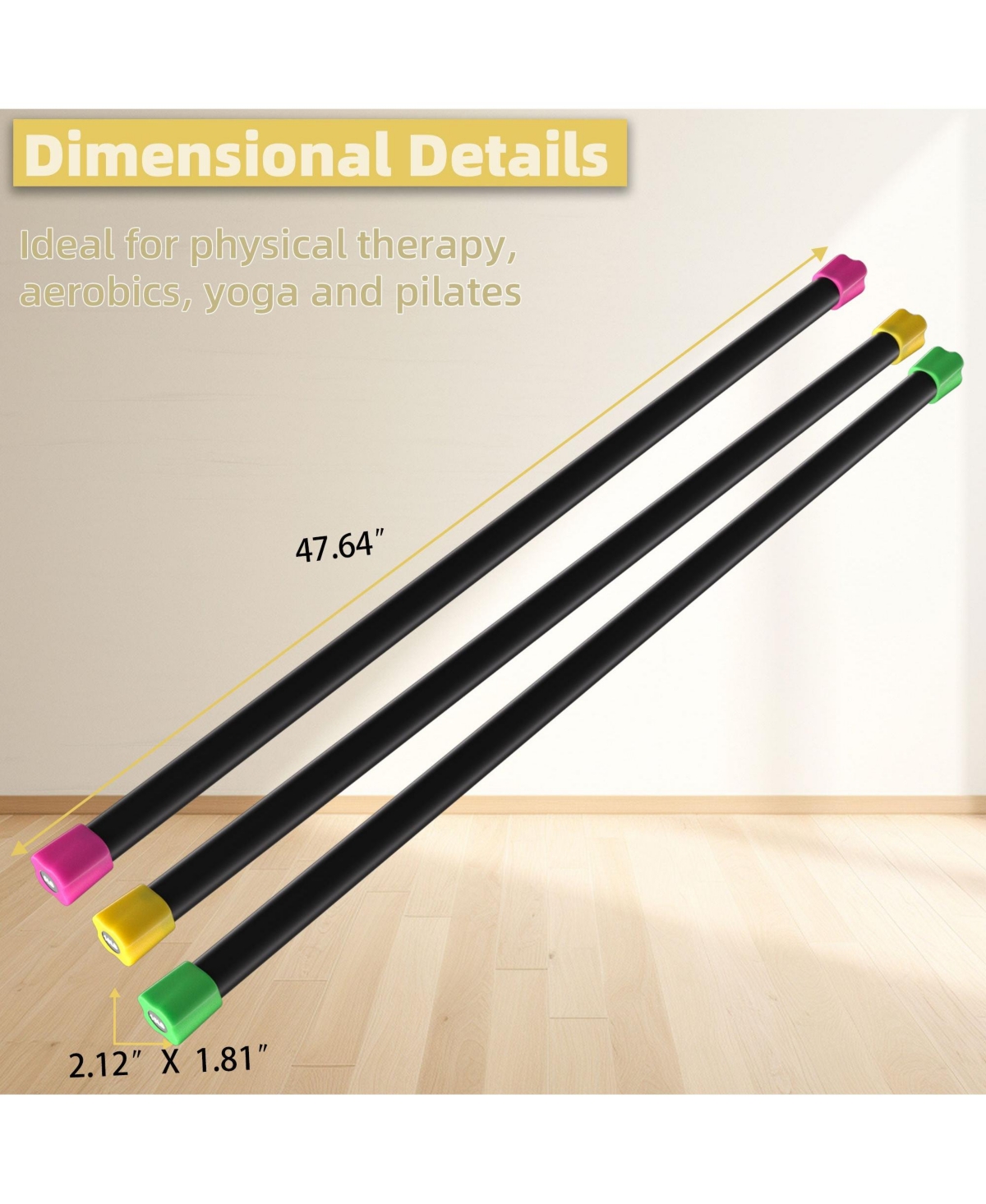 Signature Fitness Total Body Workout & Exercise Weighted Bar Padded Grip, 3 Pack