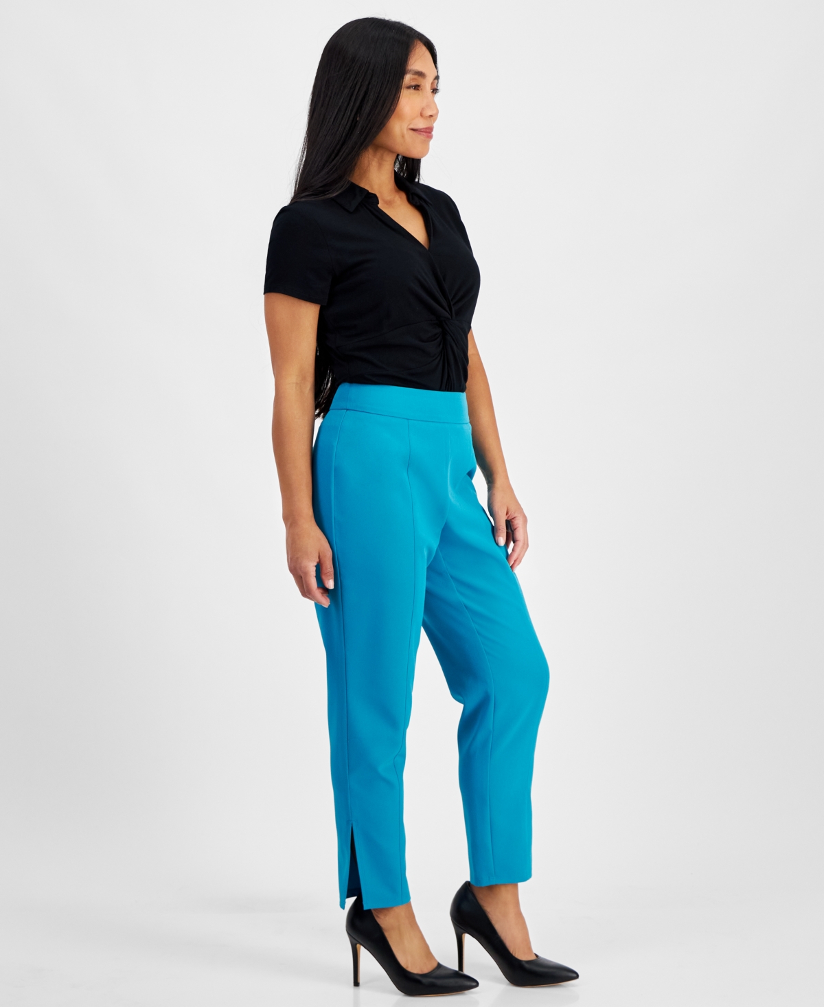 I.n.c. International Concepts Petite High-Rise Tapered Side-Slit Pants, Created for Macy's