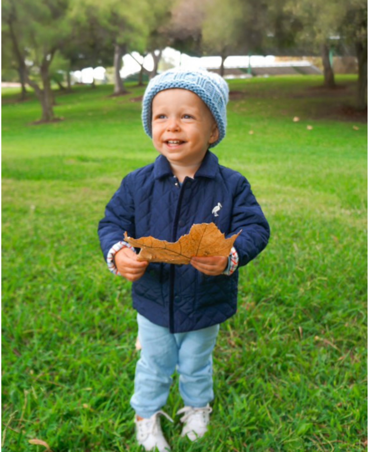 Bits & Bows Toddler Boys Lil Bro Bobble Hat -white