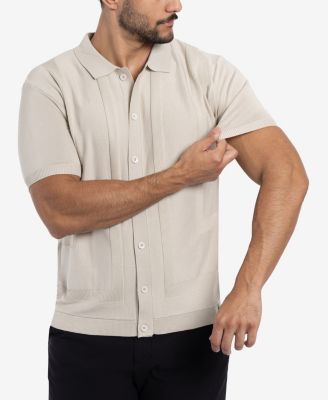 Men's Classic Ribbed Texture Polo Sweater