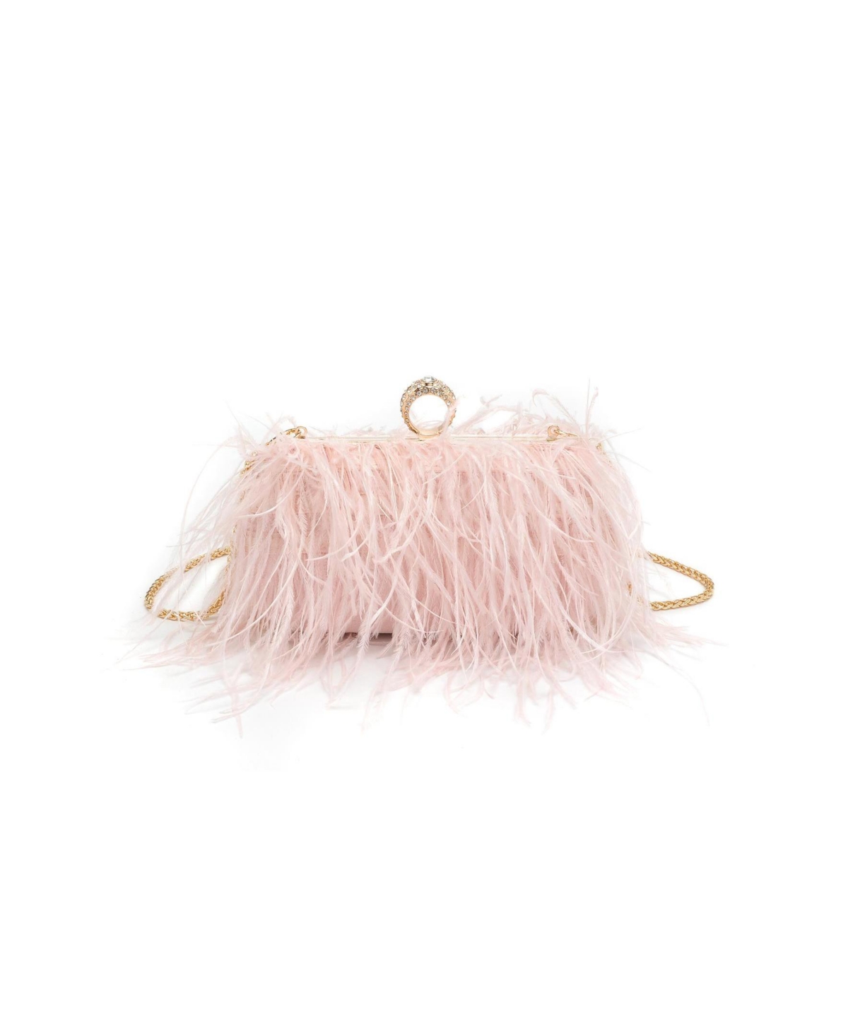 Moda Luxe Harlow Feather Evening Bag In Soft Pink