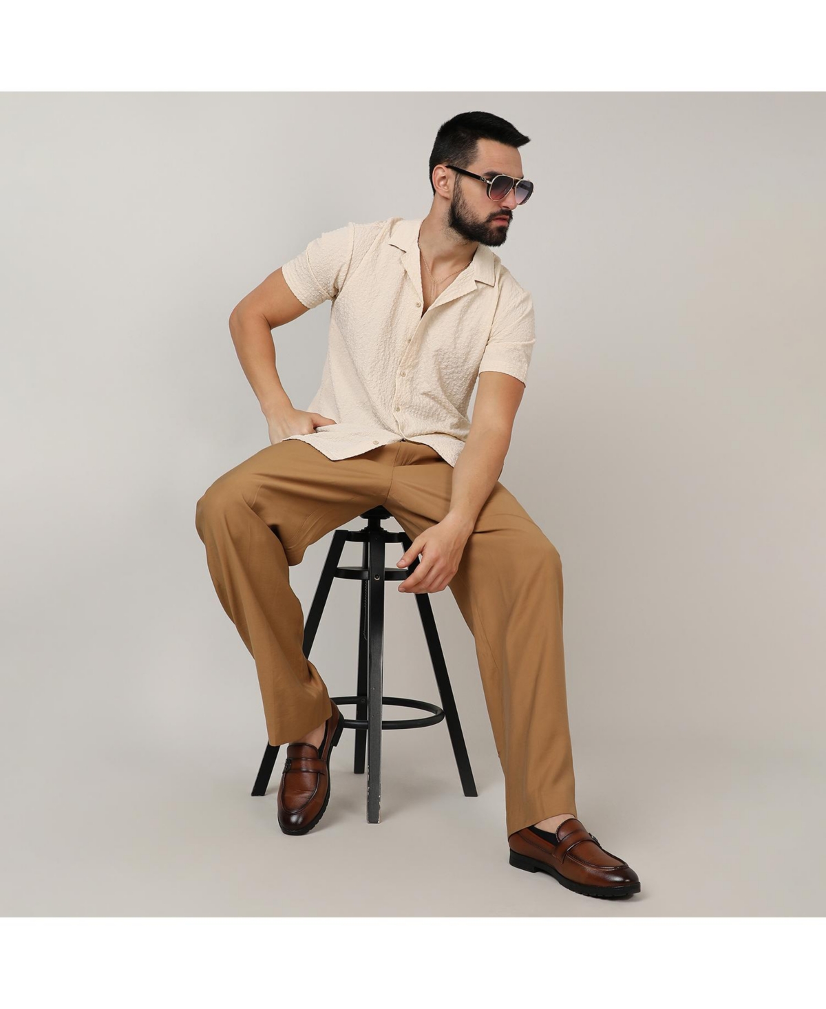 Campus Sutra Men's PaleMicro Creased Shirt - Yellow