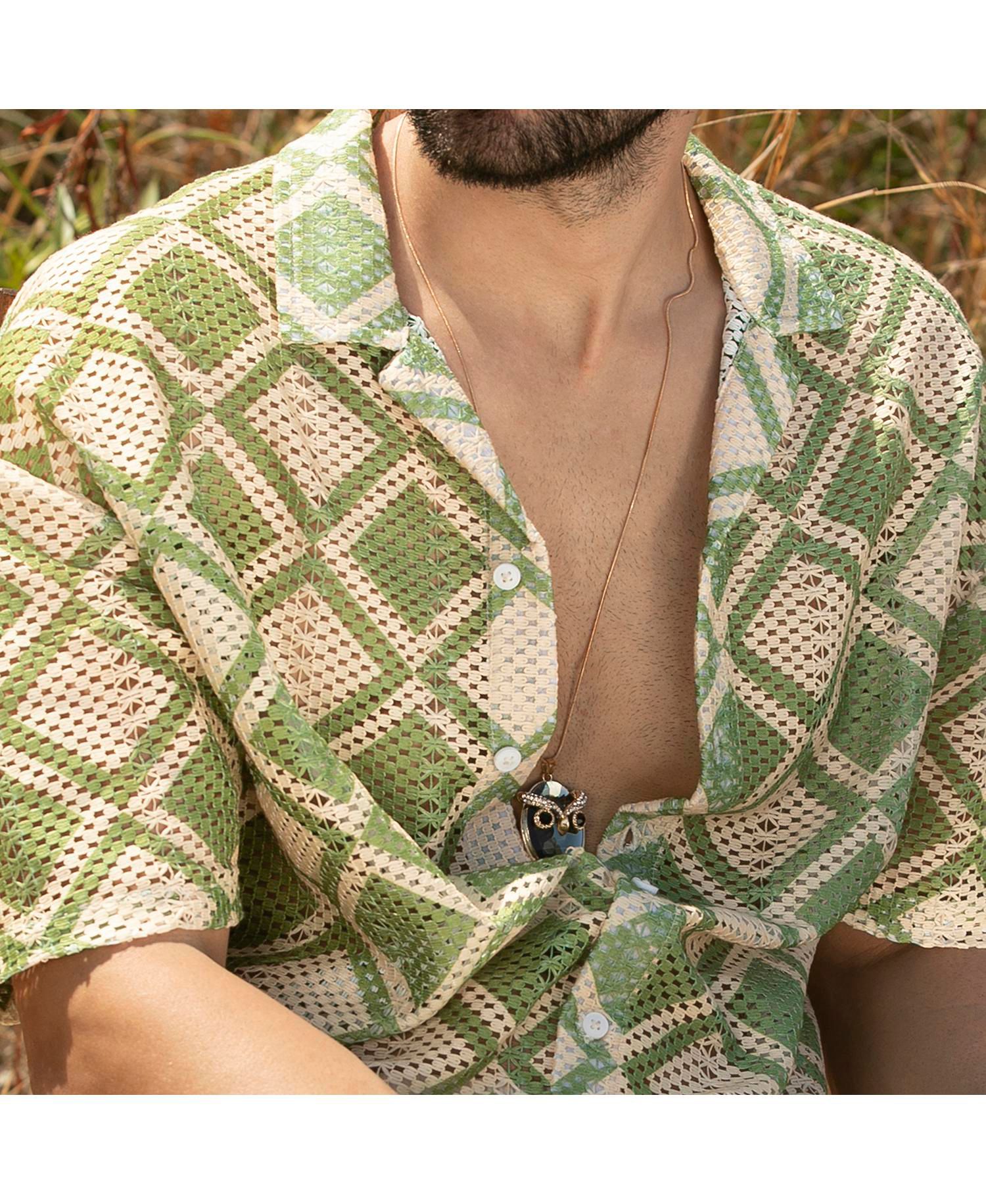 Men's Geometric Block Oversized Shirt