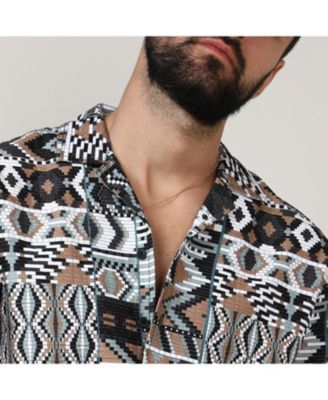 Men's Mocha Brown & Sage Green Bohemian Shirt