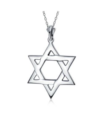 Classic Simple Religious Judaica Hanukkah Open Magen Star of David Pendant Necklace .925 Sterling Silver