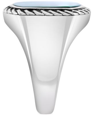 EFFY&reg; Men's Malachite Framed Statement Ring in Sterling Silver