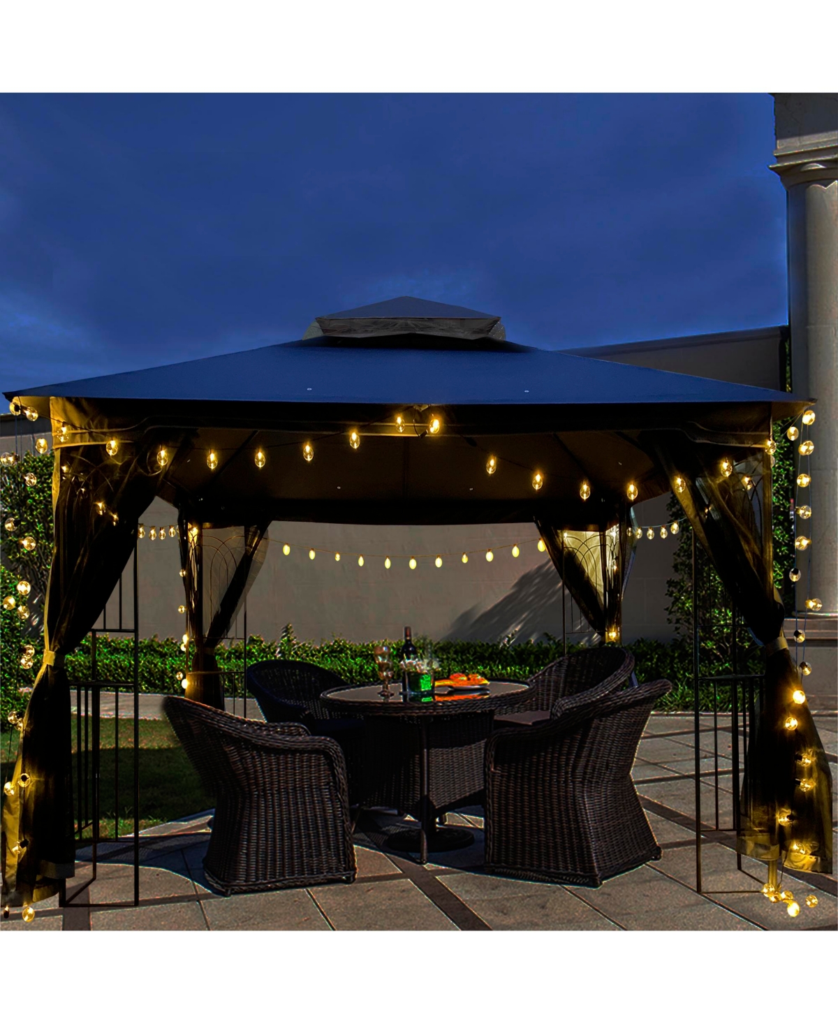 Slickblue 10x10 Outdoor Patio Gazebo Canopy Tent with Ventilated Roof and Mosquito Netting for Insect Protection