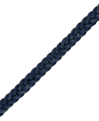 Blue Leather Braided Bracelet