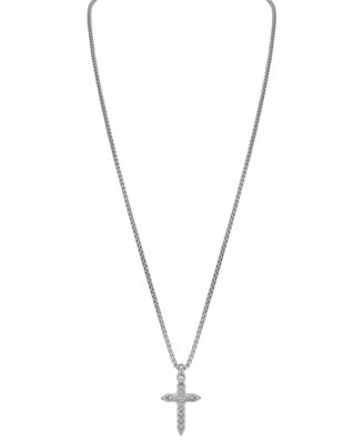 Diamond (1/5 ct. t.w.) Link Cross Pendant 26" Necklace in Sterling silver