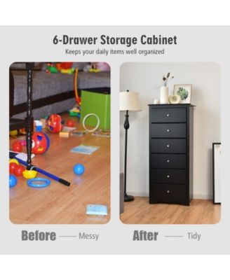 6 Drawers Chest Dresser Clothes Storage Bedroom Furniture Cabinet