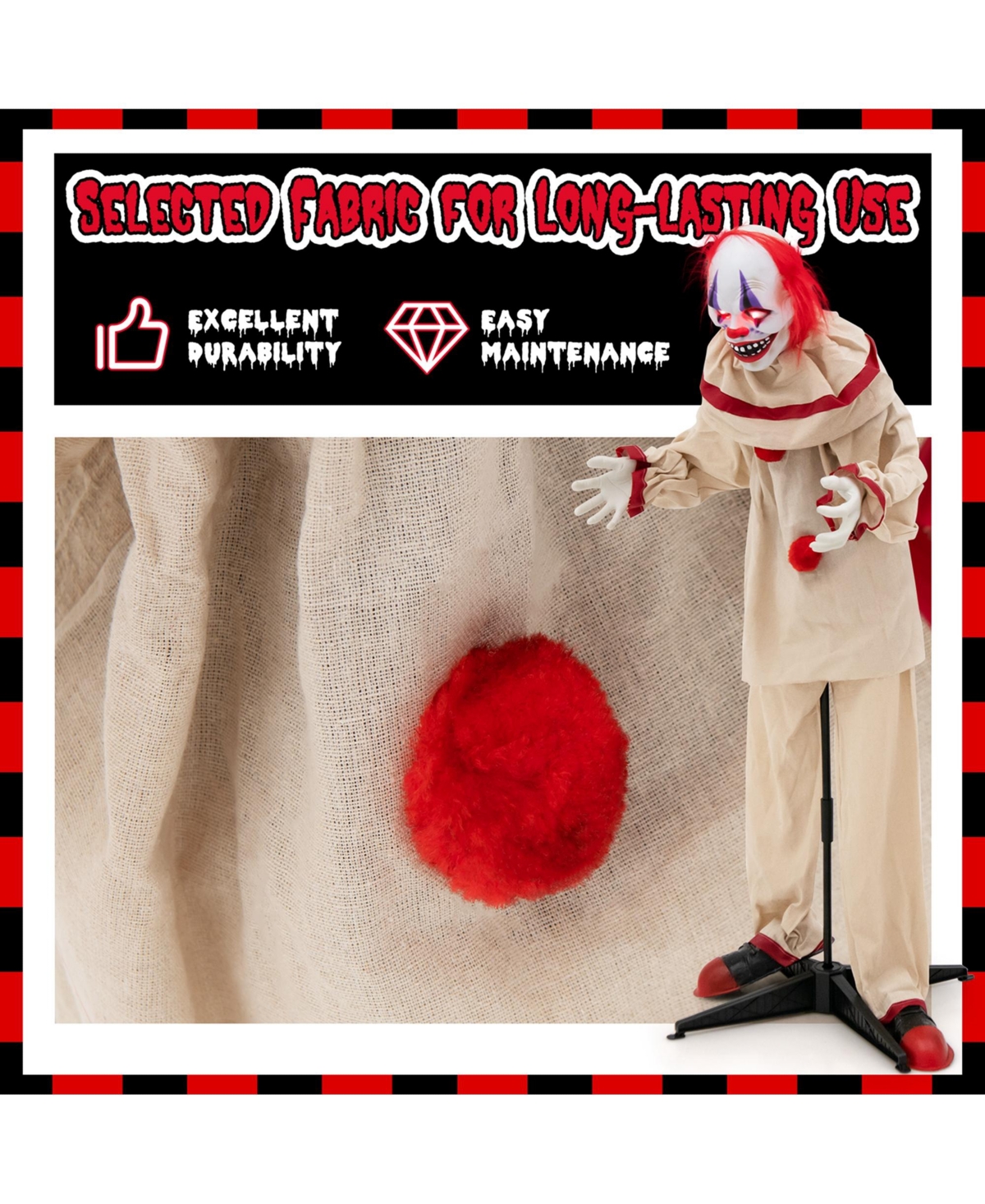 5 Ft Grins Animatronic Killer Clown Halloween Decoration