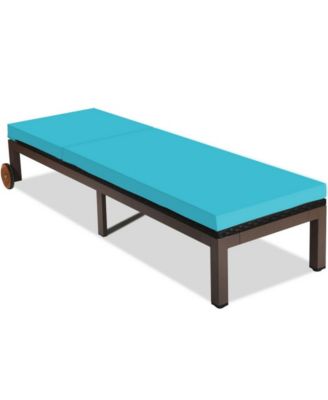 SUGIFT Outdoor Wicker Patio Chaise Lounge Recliner Chair with 5-Position Adjustment and Wheels