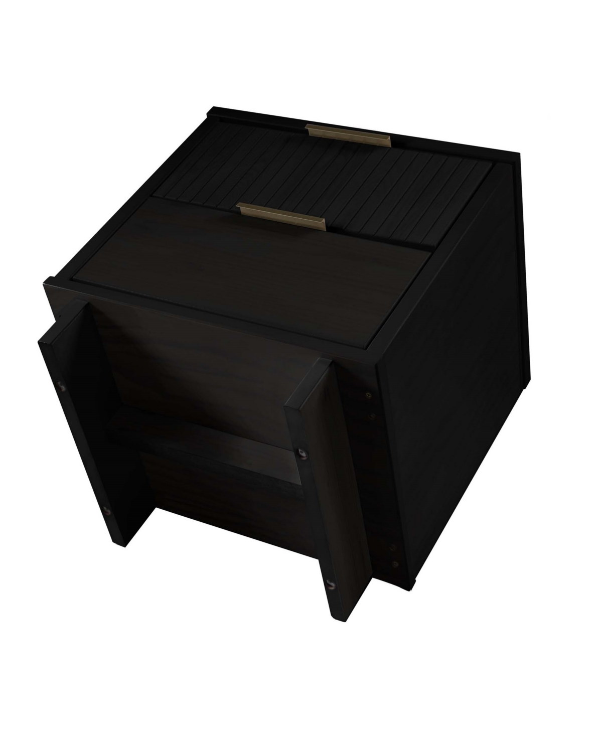 Manhattan Comfort 2-piece Granville Solid Pine Wood 2-drawer Nightstand Set In Black