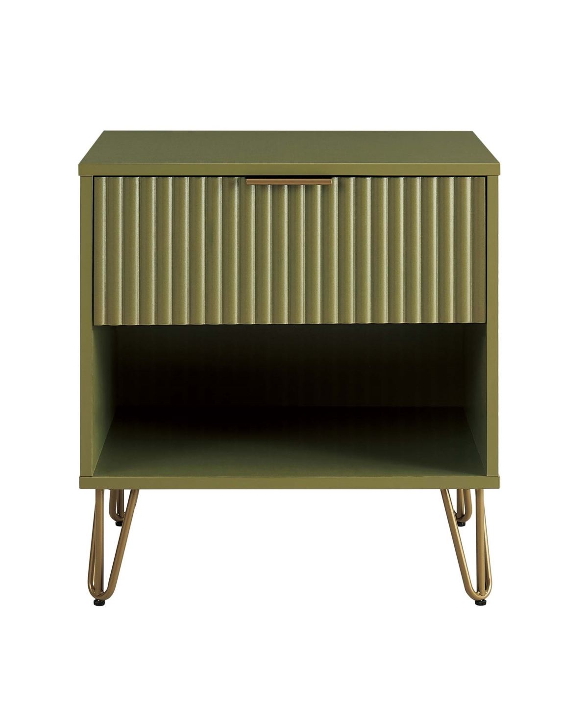 Manhattan Comfort 1- Piece Dumbo Medium-density Fiberboard 1-drawer Modern Nightstand In Olive Green
