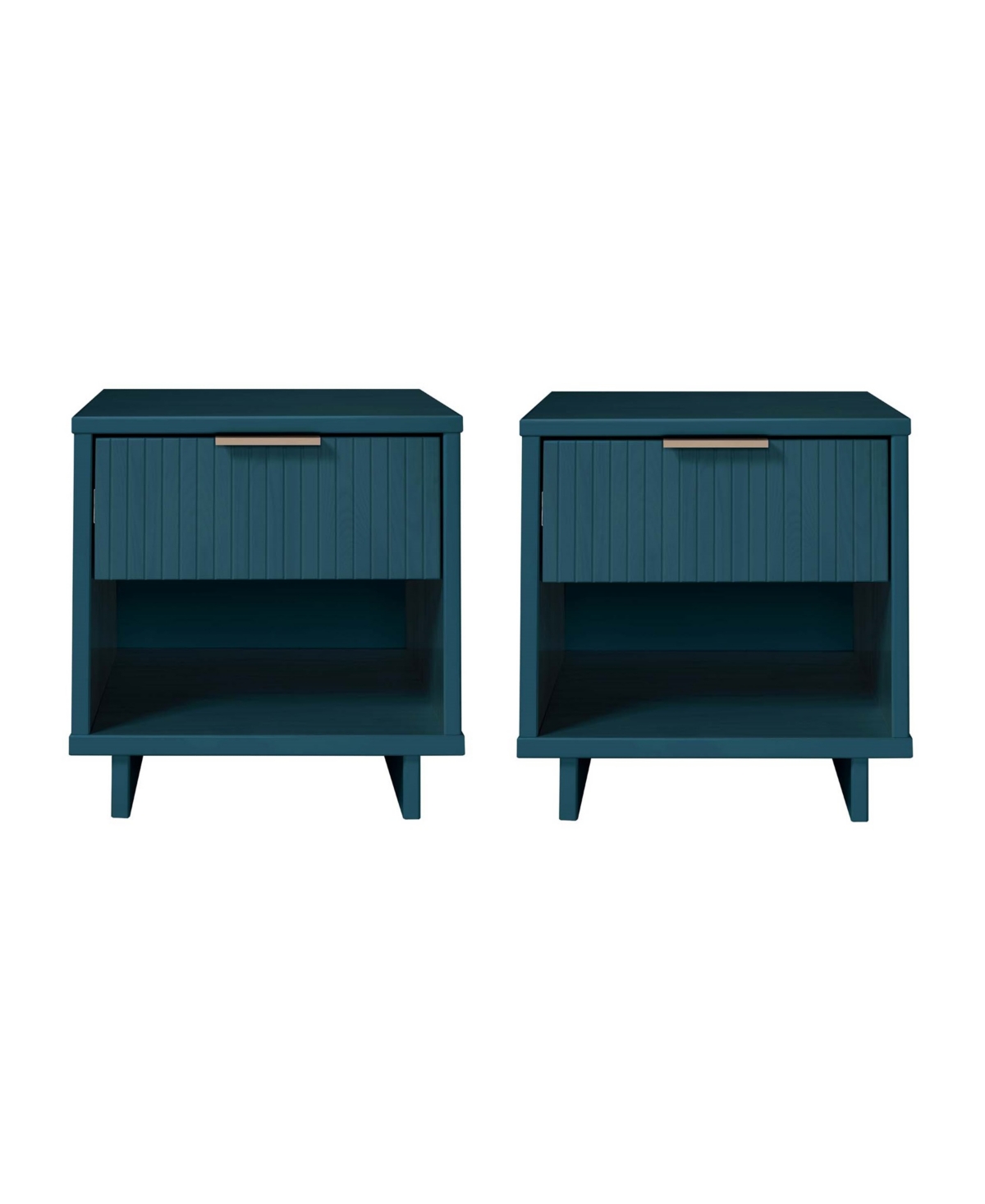 Manhattan Comfort 2-piece Granville Solid Pine Wood 1-drawer Nightstand Set In Midnight Blue