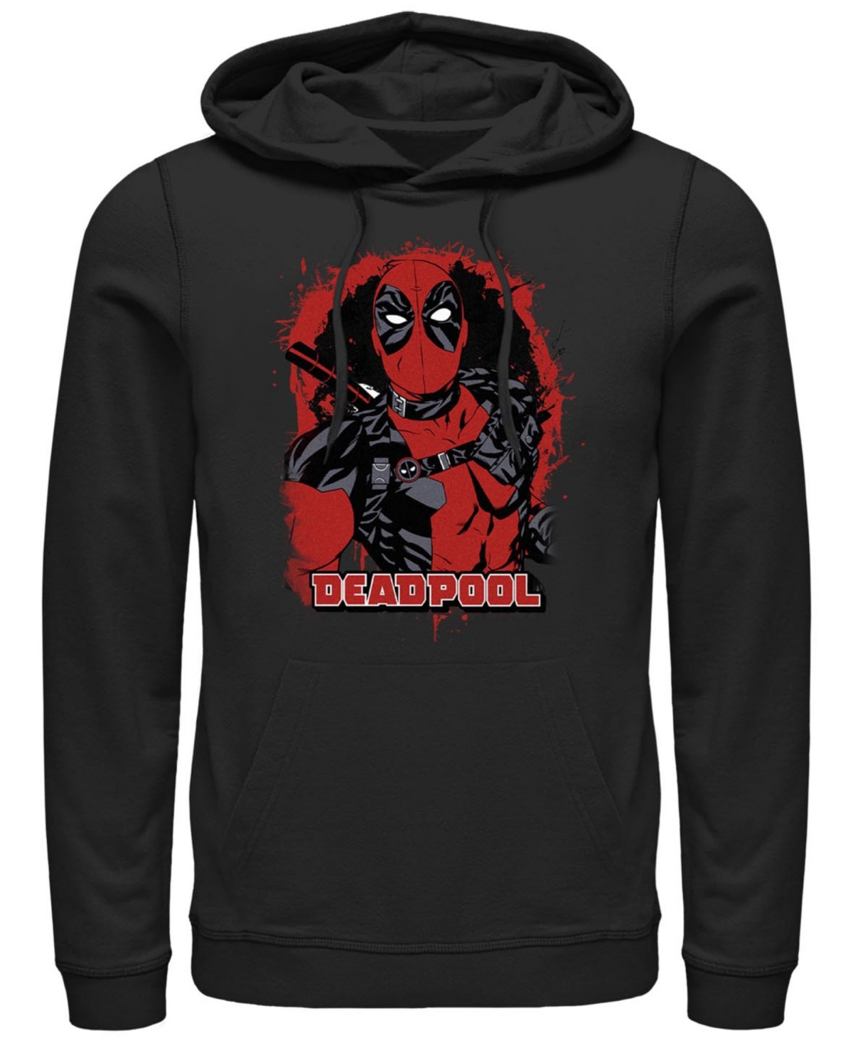 Men's Painted Deadpool Hoodie Fleece Pullover - Black
