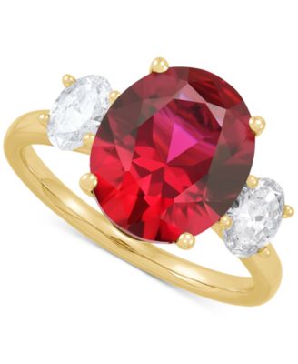 Lab Grown Sapphire (5-5/8 ct. t.w.) & Lab Grown Diamond (3/8 ct. t.w.) Ring in 14k White Gold (Also available in Emerald & Ruby)