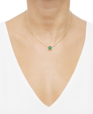 2-Pc. Set Lab-Created Emerald Solitaire Pendant Necklace & Matching Stud Earrings (2-3/4 ct. t.w.) in 14k Gold-Plated Sterling Silver