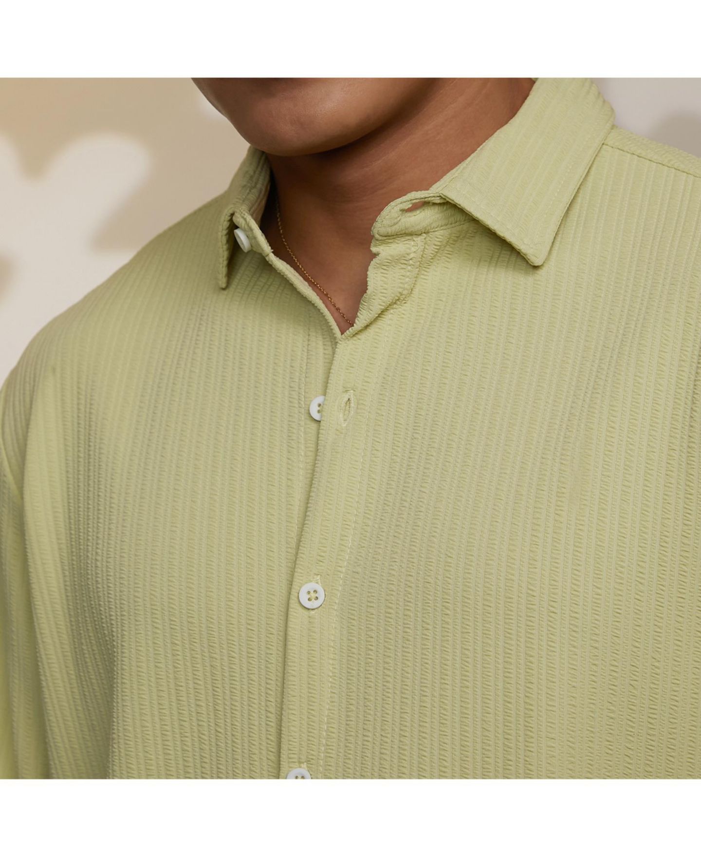 Мужская рубашка Cahoot Campus Sutra Lime Green Stripe-Creased, цвет: Зелёный — фото 5