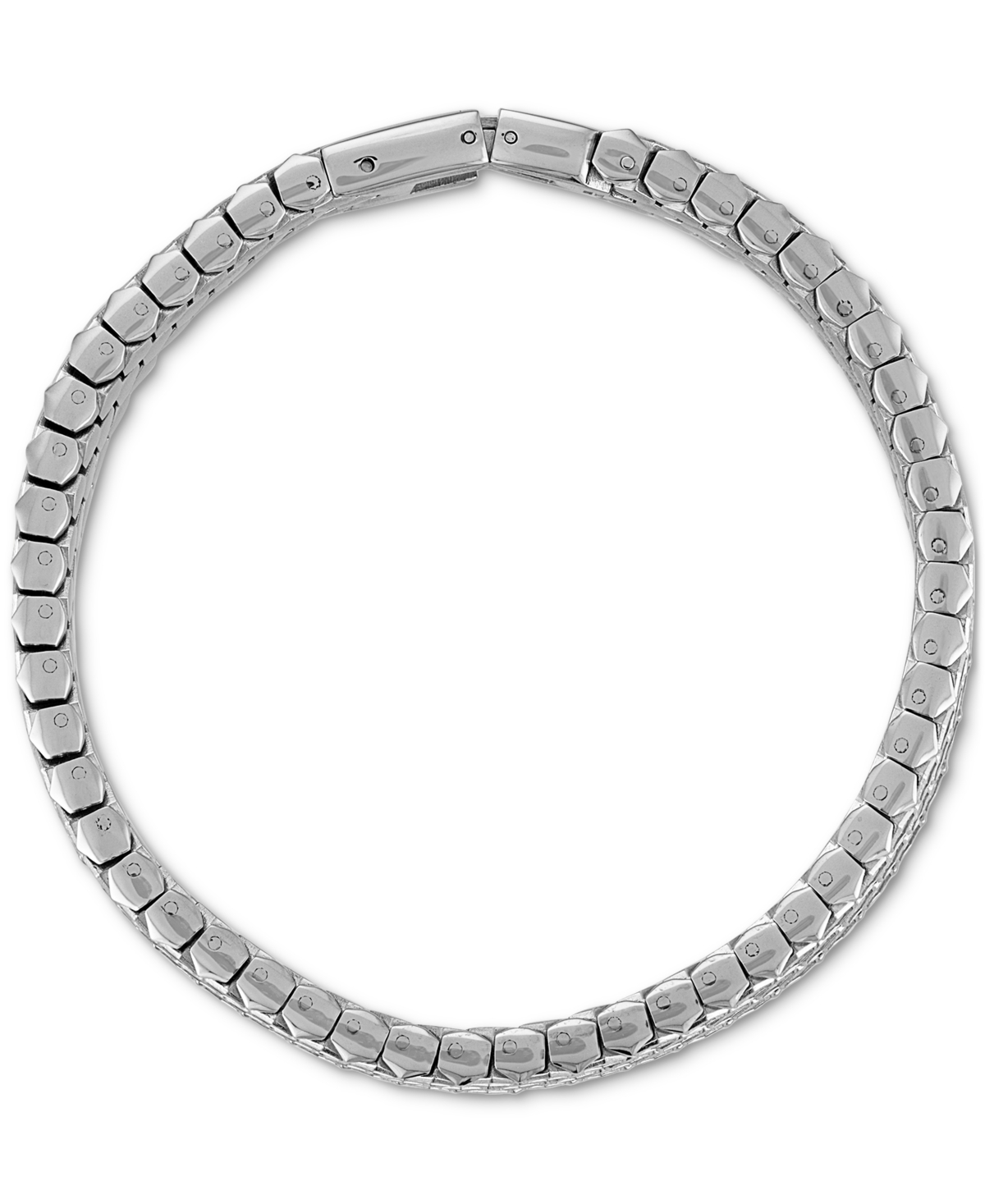 Shop Esquire Men's Jewelry Cubic Zirconia Honeycomb Link Bracelet In Stainless Steel (also In Black Ion-plated Stainless Steel)