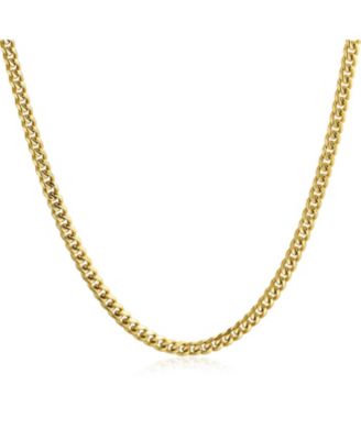 Heavy Duty Biker Jewelry Solid 8MM Curb Miami Cuban Link Chain Necklace 14K Gold Plated Stainless Steel