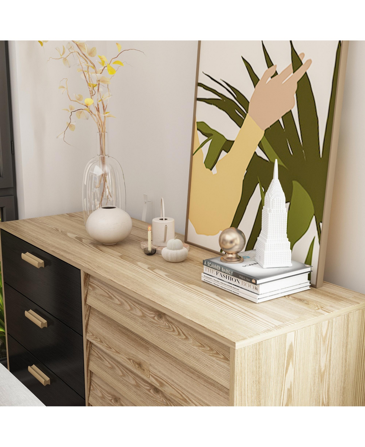 Homsee Rectangle Storage Cabinet, Sideboard, Dresser with 6 Drawers