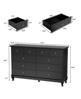 10-Drawer Wood Double Dresser Storage Cabinet
