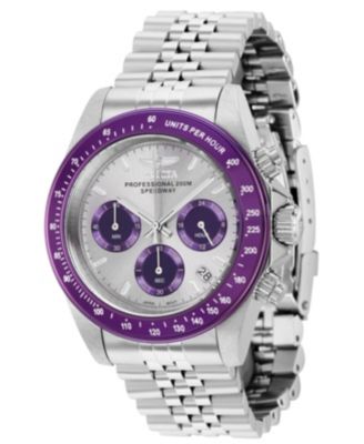 Men's 36735 Speedway Quartz Chronograph Light Grey, Purple Dial Watch