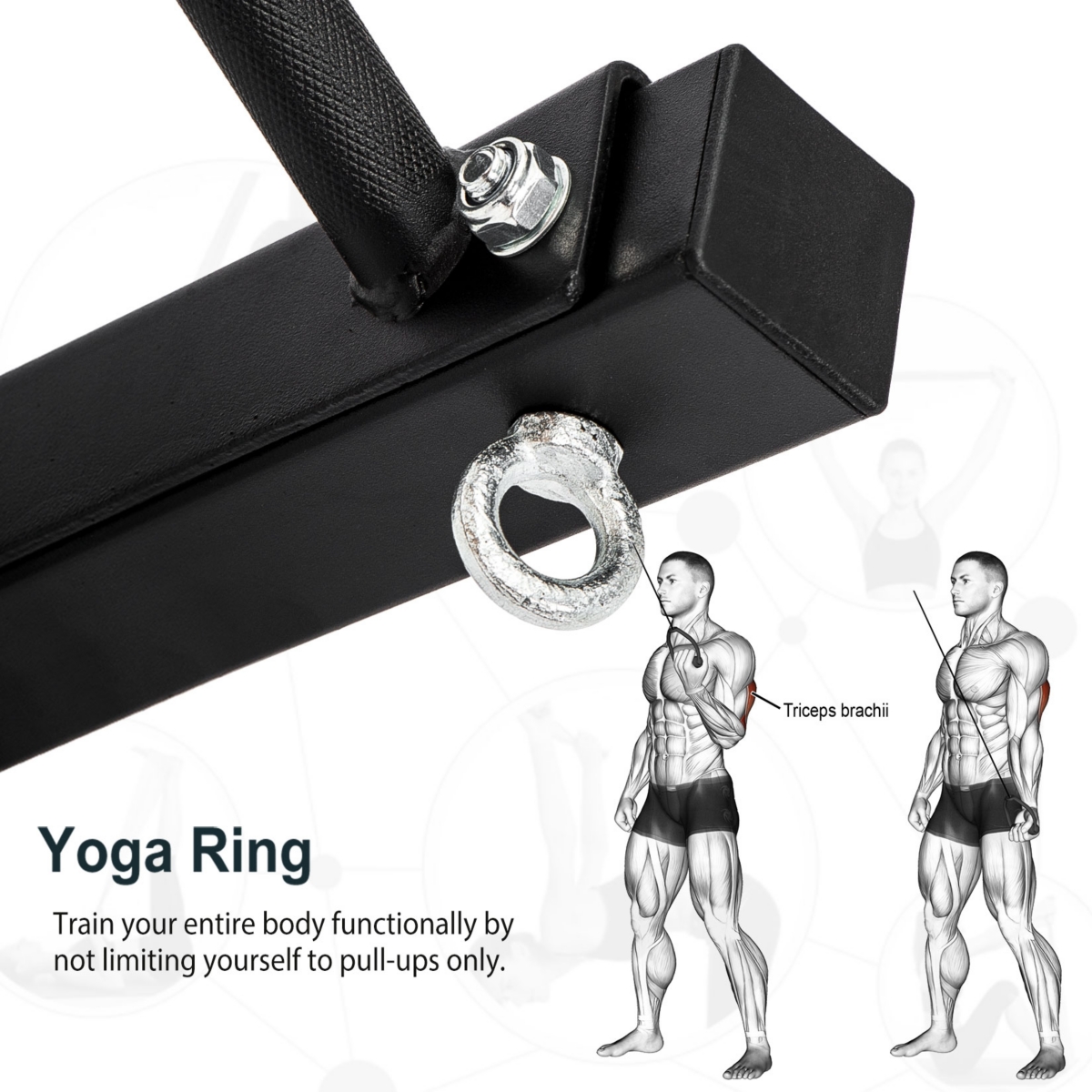 Streamdale Furniture 47" Pull Up Bar Wall Mounted Multi-Grip with Hangers For Punching Strength Training