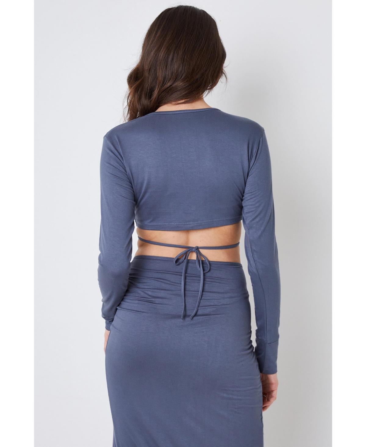 Creea the Label Women's Crisscross Long Sleeve Crop Top