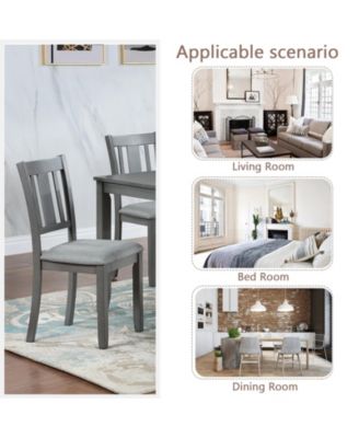 Wooden Dining Chairs Set of 4, Kitchen Chair with Padded Seat, Upholstered Side Chair for Dining Room, Living Room, Gray