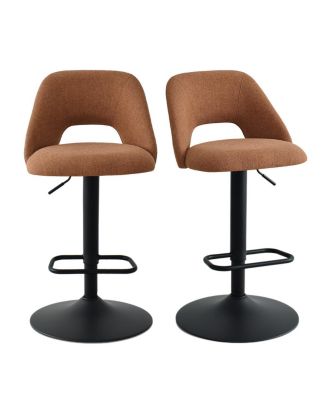 2-Pc. Fabric 360° Swivel Adjustable Barstools