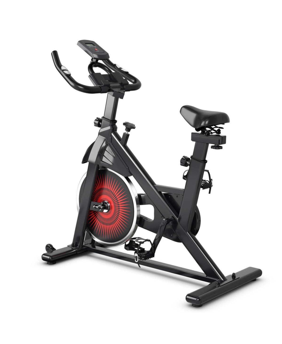 Indoor Silent Belt Drive Adjustable Resistance Cycling Stationary Bike White - Red