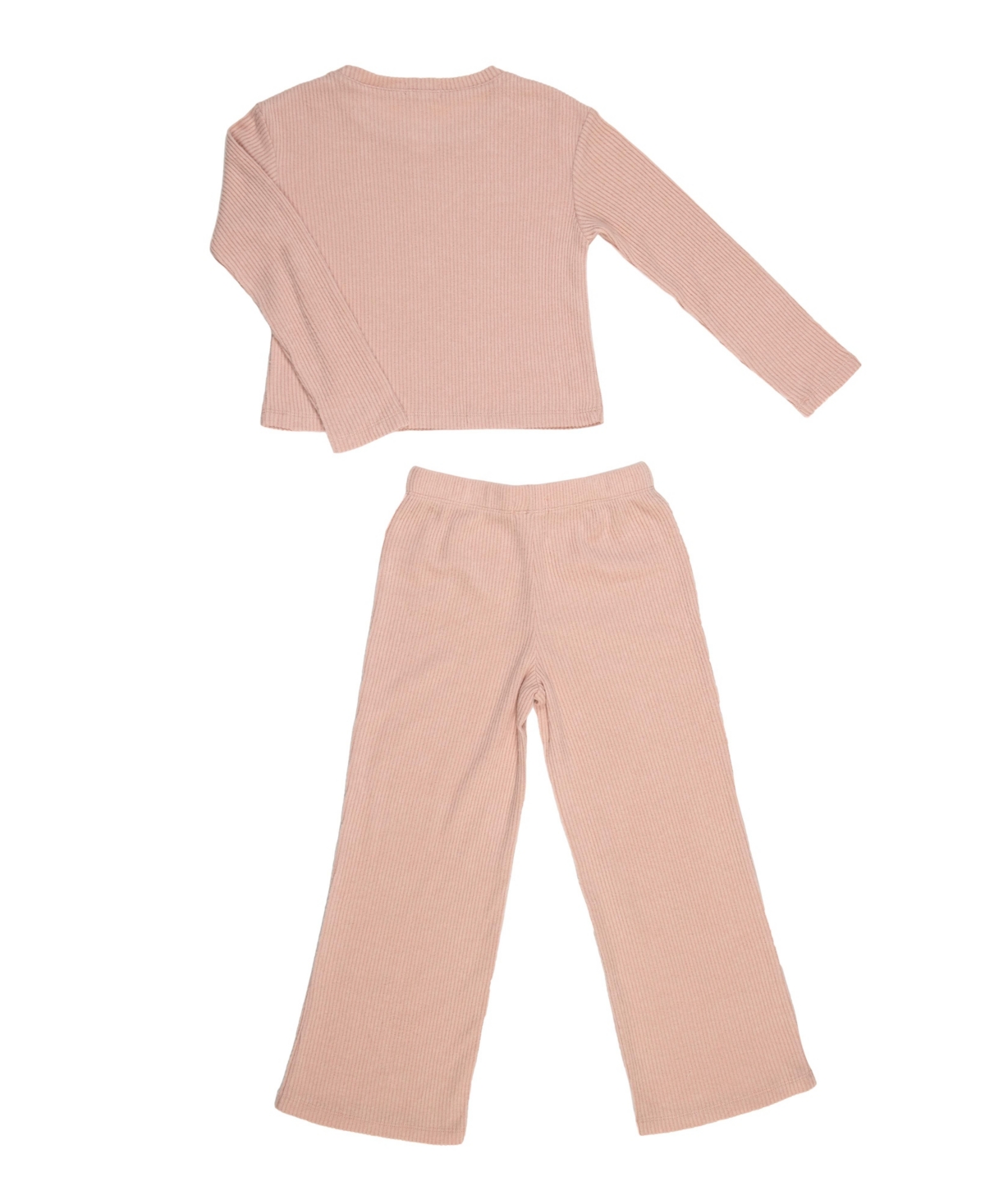 Paris Hilton Girls Embellished Daisy Ribbed Top and Wide Leg Pants 2 Piece Lounge Set and Headband