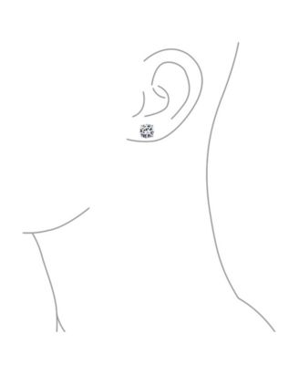 Round Solitaire Stud Earrings 4 Prong .925 Sterling Silver 6MM