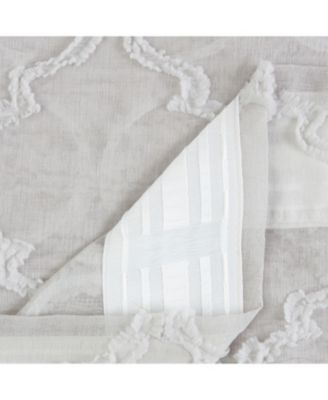 Premium 2-Panel Moroccan Embroidered Design Textured Sheer Curtain Panels - for Windows Living Room Bedroom Kitchen Office - Translucent Window Drapes for Home - 52 x 96 Inches Long - White