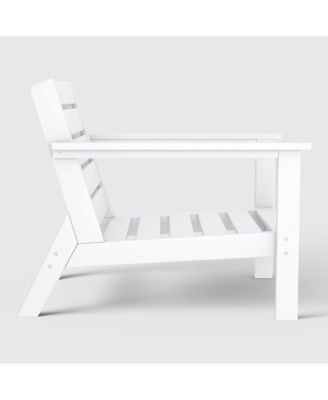 Outdoor Modern HDPE Patio White Club Chair with Deep Seat Cushions