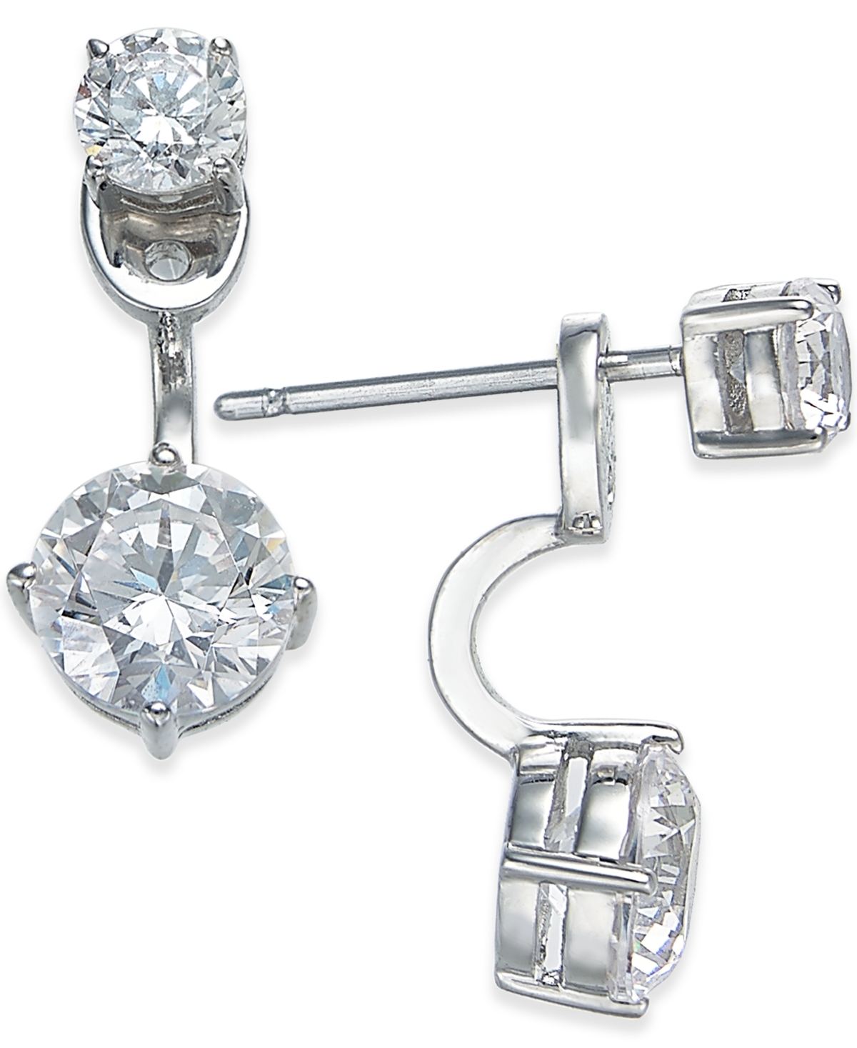 Silver-Tone Double Crystal Front Back Earrings, Created for Macy's - Silver