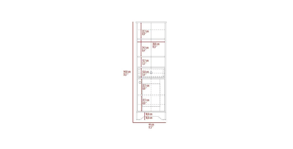 Depot E-Shop Norwalk Linen Single Door Cabinet, Three External Shelves, One Drawer, Two Interior Shelves, Light- Gray